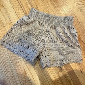 Ci Sono High Waist Tan Shorts with Boho-Chic Design
